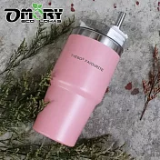 【OMORY】304不鏽鋼探索吸管杯600ML(附吸管)-粉色