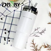 【OMORY】304不鏽鋼探索吸管杯890ML(附吸管)-白色