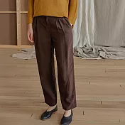 旅途原品_一盞清茶_原創設計亞麻九分蘿蔔褲 M/L/XL　M咖啡色