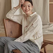 旅途原品_玉_原創設計肌理全棉基礎襯衫 M/L/XL　M乳白色