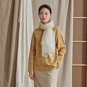 旅途原品_月光_原創設計絲棉拼接亞麻套頭衫 M/L/XL　M香檳色