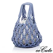 eeCute巴黎童話編織包(可手提/肩背)四色可選藍紫色