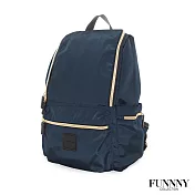 FUNNNY 輕量光澤尼龍大開口後背包 Carlin 藏青