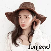 Sunlead 防曬寬緣時尚圓頂遮陽帽/草帽(深棕色)