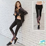 【BODYAIR嚴選】假兩件動能線條九分褲(瑜珈.運動.慢跑)M橘紫