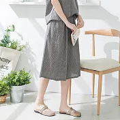 【慢。生活】棉料格子居家休閒寬褲 80181　FREE灰格