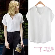 【Lockers 木櫃】經典V領OL時尚洋氣雪紡衫-2色白色