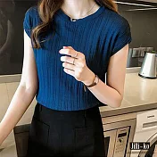 【Jilli~ko】薄款寬鬆針織背心 J6921　FREE藍色