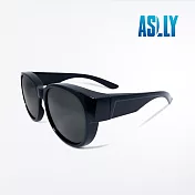 【ASLLY】UV400亮面靛藍外掛式全罩多功能偏光墨鏡/太陽眼鏡(靛藍框黑片)