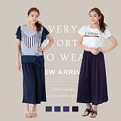 【2F韓衣】鬆緊褲頭休閒口袋寬褲(共4色)FREE藍