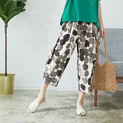 【慢。生活】文藝印花鬆緊蘿蔔褲 809 FREE白色