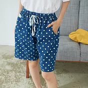 【慢。生活】蕾絲口袋愛心牛仔短褲 11825 FREE深藍