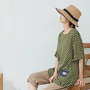 【慢。生活】點點拼接寬版上衣 11641 FREE綠色