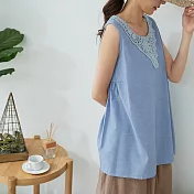 【慢。生活】蕾絲圓領中長款背心 8213 FREE淺藍