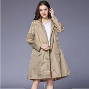 【KISSDIAMOND】輕薄透氣時尚防潑水風雨衣(防風/輕巧/易收納/晴雨兩穿)L卡其