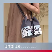 uhplus 簡約輕巧水桶包(花繪/藍灰)