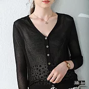 【Jilli~ko】薄款冰絲針織開衫 J7015　FREE黑色