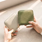 CHENSON真皮 小方磚 8卡零錢短夾-海松綠(W00076-G)