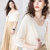 【KISSDIAMOND】長版針織披肩薄款防曬罩衫外套(涼感/百搭/輕薄/親膚/六色 M-2XL可選)L白色