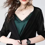 【KISSDIAMOND】長版針織披肩薄款防曬罩衫外套(涼感/百搭/輕薄/親膚/六色 M-2XL可選)L黑色