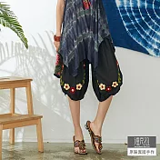 【潘克拉】繡花五分蝴蝶褲 TM071 FREE黑色