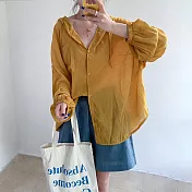 【那木】舒棉寬鬆連帽防晒空調外套上衣(2色)    FREE黃色