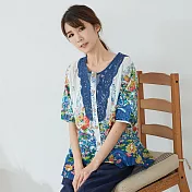 【慢。生活】百花共和國棉料寬上衣 M M藍色