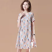 【初色】休閒印花連身裙-共2色-93922(F可選)F粉色