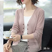 【Jilli~ko】薄款冰絲針織開衫 J7067　FREE粉紅色