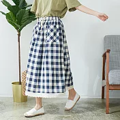 【慢。生活】鄉村風色織格口袋長裙 M/L M白色