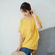 【慢。生活】笑臉繡線印花寬版T恤 8172 FREE黃色