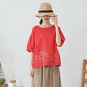 【慢。生活】樹花繡線寬版上衣 18035 FREE西紅