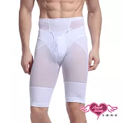 【天使霓裳】塑身褲 透氣提臀 男款高腰壓力褲XL白