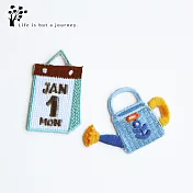 手創DIY｜刺繡裝飾貼2枚入．日曆&澆花