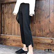 【Jilli~ko】百搭九分開衩喇叭褲 L/XL J7066 L黑色