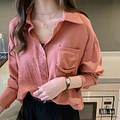【Jilli~ko】設計感口袋寬版襯衫 F/L J7046L粉紅