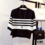 【Jilli~ko】條紋彈力廣袖針織衫 J7074 FREE黑色