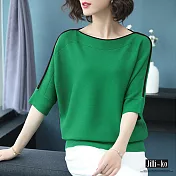 【Jilli~ko】一字領冰絲針織T恤 105 FREE綠色