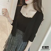 【Jilli~ko】薄款針織披肩外套 9246 FREE黑色
