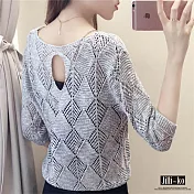 【Jilli~ko】薄款鏤空針織罩衫 J7065 FREE灰色