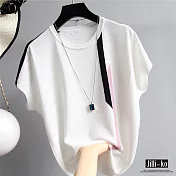 【Jilli~ko】撞色造型冰絲針織衫 J7064 FREE白色