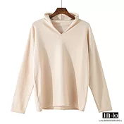 【Jilli~ko】捲邊純色長袖針織衫 J7070 FREE白色