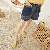 【慢。生活】拼接口袋牛仔短褲 K1730-1 FREE深藍