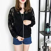 【Jilli~ko】薄款網紗拉鍊外套 2001 FREE黑色