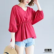【Jilli~ko】V領短款娃娃衫 2008 FREE紅色