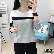 【Jilli~ko】拼色造型長袖T恤 8652 FREE灰色