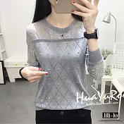 【Jilli~ko】鏤空蕾絲針織衫 6060 FREE灰色