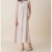 【e.life 質感衣著】旅程記憶｜棉麻無袖長洋裝 120007119F杏