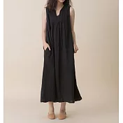 【e.life 質感衣著】旅程記憶｜棉麻無袖長洋裝 120007119黑