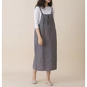 【e.life 質感衣著】他捎來的信箋｜小格紋連身吊帶裙 120004119F深灰